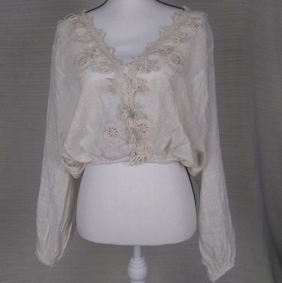 Free People Tops - Free People Ivory xs crop blouse